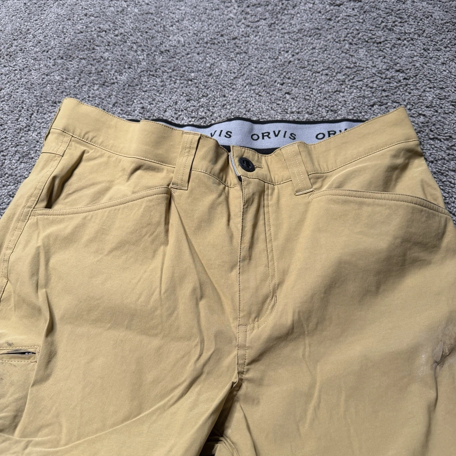 Orvis Lightweight 5-Pocket Tech Pants Mens 34x32 Beige Stretch Classic