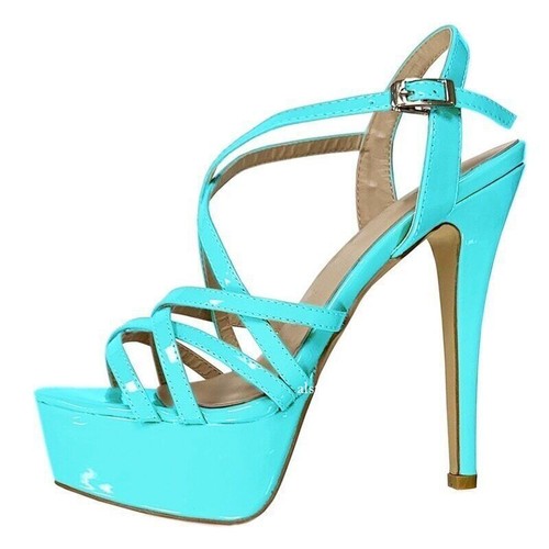 Women 14CM Platform High Heels Sandals Sexy Ankle Strap Pumps Stilettos Shoes - Picture 15 of 42
