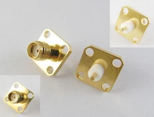 100x SMA Female Jack Chassis Panel Mount 4 Hole PTFE Solder RF Connector Adapter