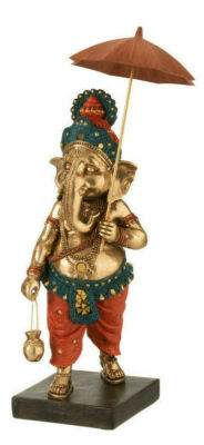 Edel Geisha Ganesha Sonnenschirm Gold Figur Skulptur R-H43 cm