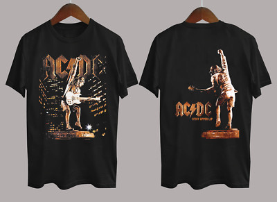 ACDC Band Music Stiff Upper Lip Tour Cotton Black Full Size 2 Sided Shirt MM1719