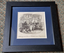 Framed Antique 1800s Dickens Bleak House Phiz "Attorney and Client" Illustration