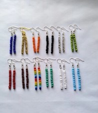 Glass Bead Dangle Stick Earrings Handmade Simple Boho Slender Stacks Lightweight