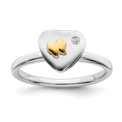 Diamant 14k Gold Schmetterling Sterlingsilber Tow-Ton vorsteckbare Expressions Ringe