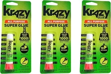 3 PACK Krazy Glue Original Crazy Super Glue All Purpose Instant Repair .07 OZ