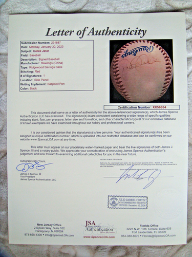 Derek Jeter signed baseball ball autograph full JSA COA LOA certified - Picture 4 of 4