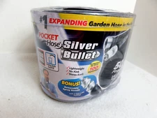 Pocket Hose Silver Bullet 50 ft Turbo Shot Nozzle Multiple Spray Garden Hose