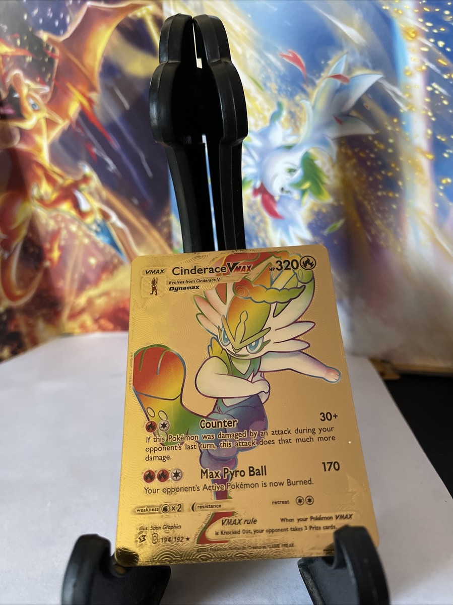 🔥Golden Foil Rainbow Cinderace VMAX 🔥Fan Art🔥Pokemon Card Holofoil 🔥N/M