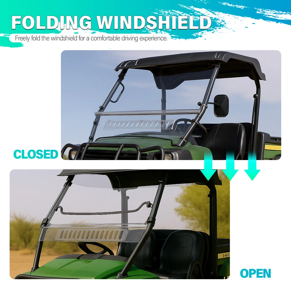 For John Deere HPX 4x4 XUV 620i 625i 825i 850D 855D Front Vented Windshield - Imagem 4 de 4