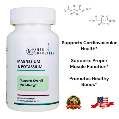 Magnesium Highly Absorbent,  Powerful Biomedical Formula with Potassium, 90 Caps