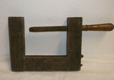 Antico Vecchio Morsa Morsetto Falegname Strumento Mestiere Legno 49x26 Vintage