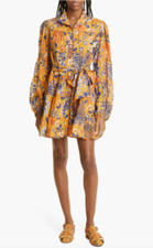 NWT $240 FARM Rio Pineapple Flowers Tiered Long Sleeve Shirtdress- size Medium!