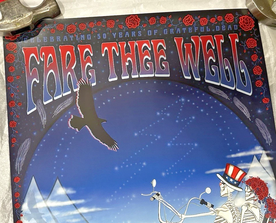 Grateful Dead Fare Thee Well GD50 2015 1ª impressão pôster LE Chicago Chopper 50º - Imagem 2 de 4