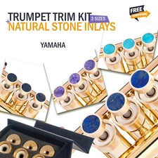 YAMAHA Trumpet Trim kit 3 sizes KGUBrass with 4 Natural Stone inlays. Raw Brass.