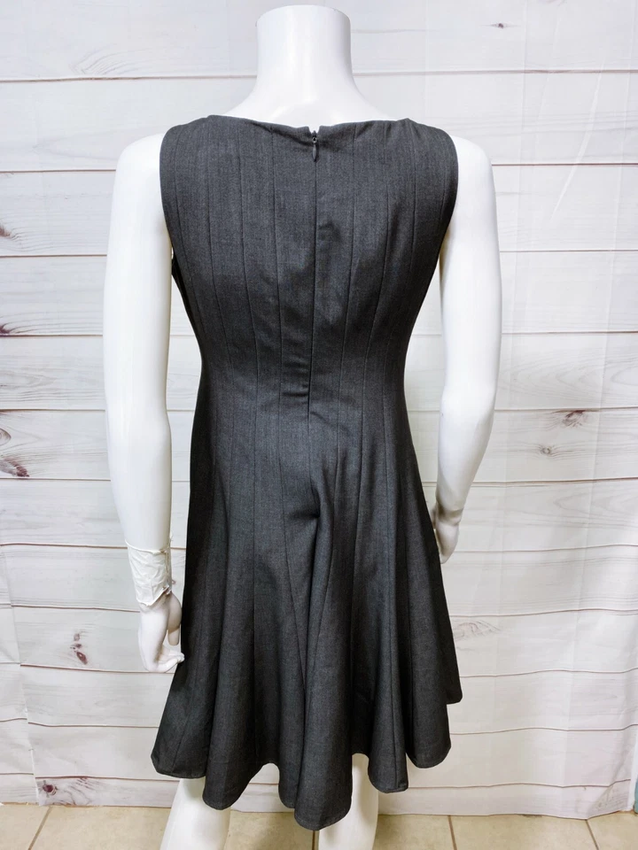 Calvin Klein Womens Fit & Flare Dress Size 4P Gray Lined Sleeveless Back Zip - Image 4 of 4
