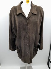 Jane Norris Suede ~leather Coat, 100% Silk Lining Uk Size 14
