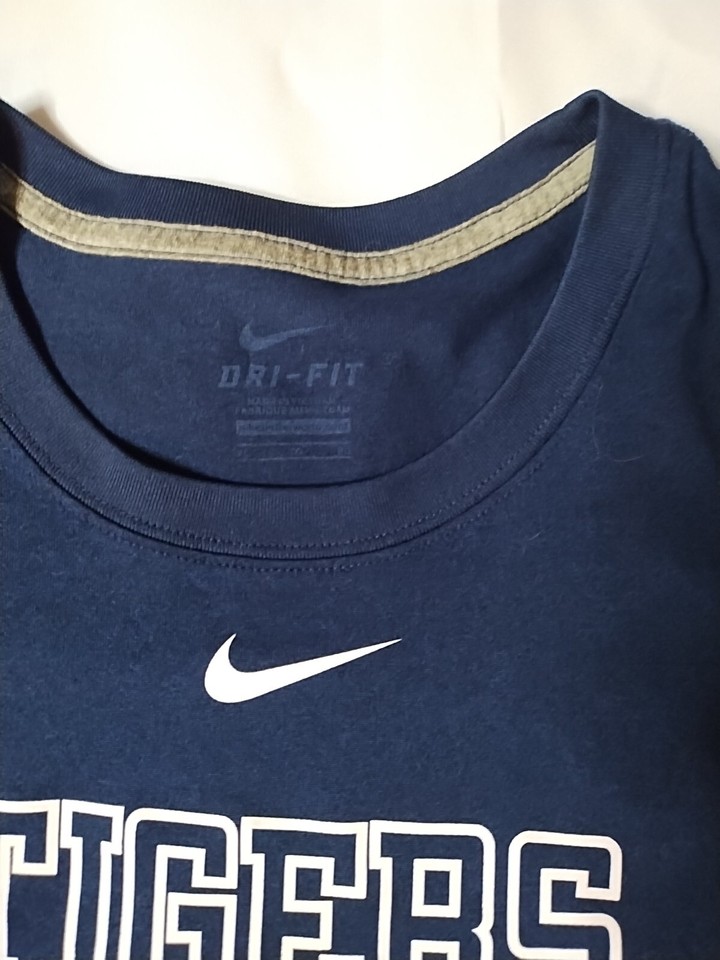 Nike Mens Large Detroit Tigers Baseball TShirt Blue Front Logo eBay