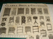 vintage original CLARKE BROS. & co. double sided large ad sheet, partial 1885