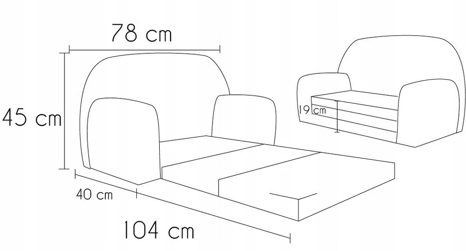 FORTISLINE Ausklappbares Mini-sofa Rosalia aus Cord mit Verlängerung Mehrfarbig - Bild 2 von 2