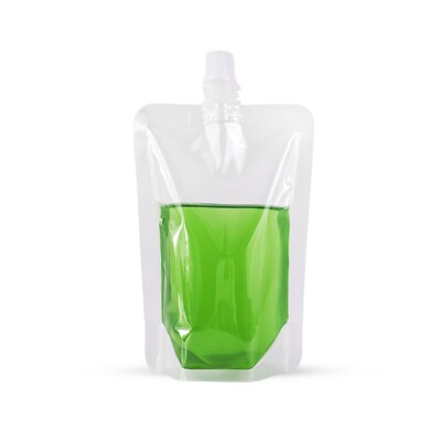 Silberweiße und transparente Ausgießerbeutel für Flüssigkeit, Saft 100ml bis 5 Liter