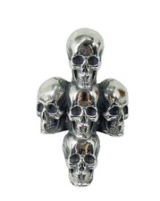 Ring Fingerring Edelstahl 5 Totenk&ouml;pfe als Kreuz Totenkopf Skull Biker Rocker