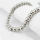 4/6/8/10mm Real Stainless Steel Solid Heavy Bead Ball Chain Necklace Never Fade