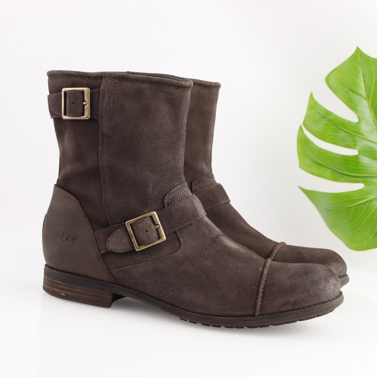 UGG Boots Lancing Brown Suede Cap Toe Moto Pull On Ankle Boot 1005714 Sz 10/ 43 UGG Brown Lancing 1005714 Suede Cap Toe Pull On Ankle Boots  main image 3
