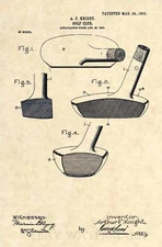 Official 1ST Golf Putter US Patent Art Print- Vintage 1903 Antique Wood Iron 321