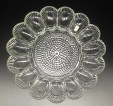 HTF Vintage Indiana Glass Clear Hobnail Deviled Egg Platter 1960s