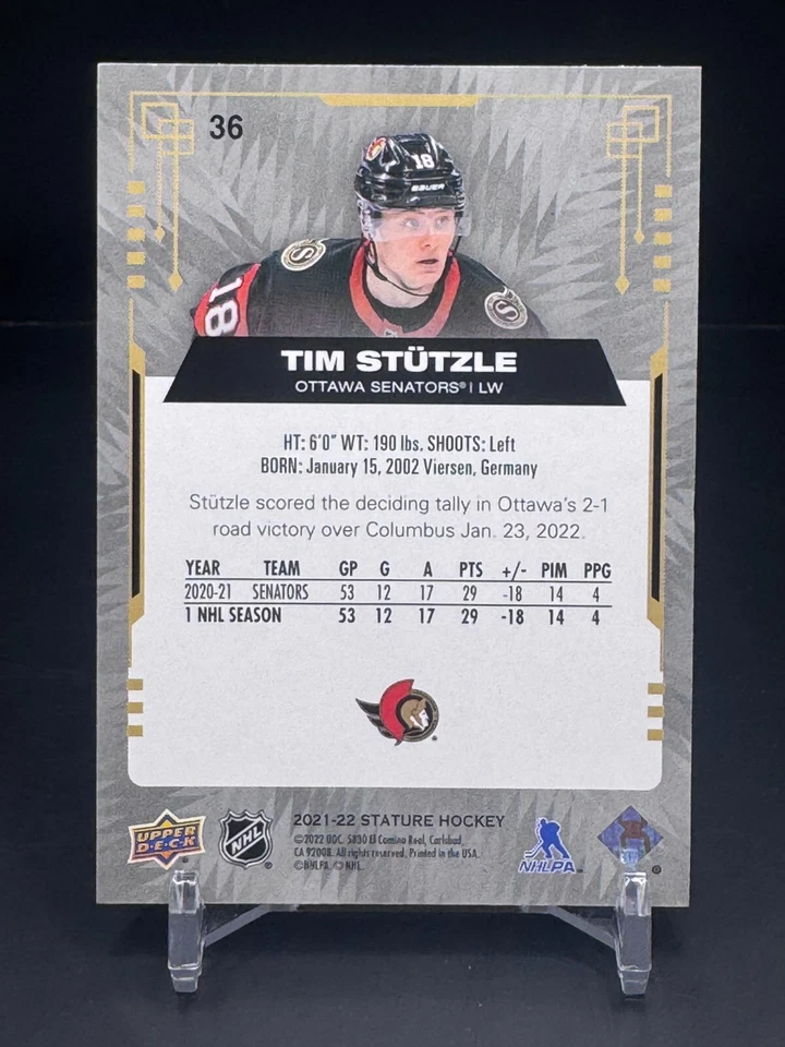 2021-22 Upper Deck Stature - Tim Stutzle #36 - Ottawa Senators - Image 2 of 2