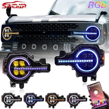 SINDAR For 2021-2025 Ford Bronco Headlights Full LED Turn signal HeadLamps LH+RH