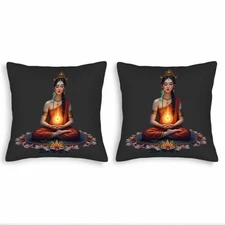 Set of 2 18x18in Throw Pillow Covers - Serene Meditative Flower Design 
