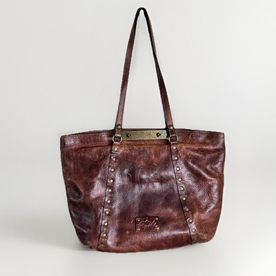 Patricia Nash Benvenuto Tote Bag Large Shoulder Bag Brown Pebbled Leather Purse