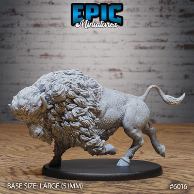 D&D Miniature - Bison Running (Large)- 3D Model Print DnD RPG Figur Druck