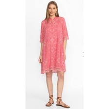 Johnny Was Malfi Lace Dress in Guava Women's Size XS, no slip