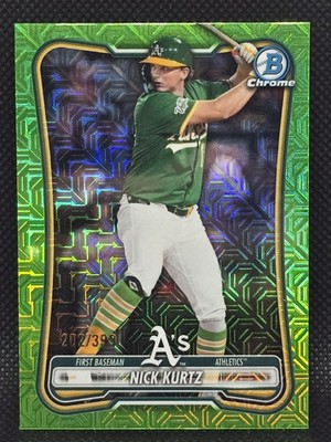 2026 Bowman Mega Box #10 - Nick Kurtz Chrome Green Mojo /399 Color Match A's