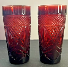 Luminarc Antique Ruby Red 6.25”Tumblers Cristal D’Arques Durand France –Set of 2