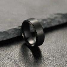 Mens 8mm Stainless Steel Wedding Band Ring Cool Simple Engagement Gift UK