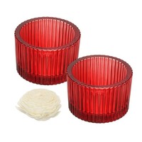 2 Stk. Glas-Teelichthalter Rund FüR Zuhause, Rot