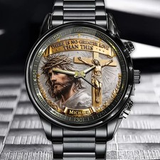 Personalized Christian Watch - Featuring A Jesus Cross Motif And Customizable