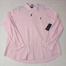 U.S. Polo Assn. Button Down Woven Shirt Men's 2XL Pink Hour Stretch Checkered
