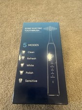 Sonic Electric Toothbrush Waterproof 5 Modes 2-Heads Blue Factory Sealed