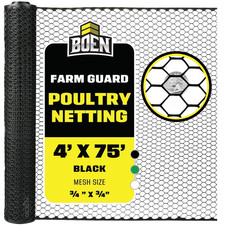 Plastic Hex Chicken Wire Mesh Temporary Fence Roll 4' x 75' - Black - Plastic