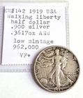 KM# 142 1919 Walking Liberty half VF+.900 silver .3617oz ASW low mintage 962,000