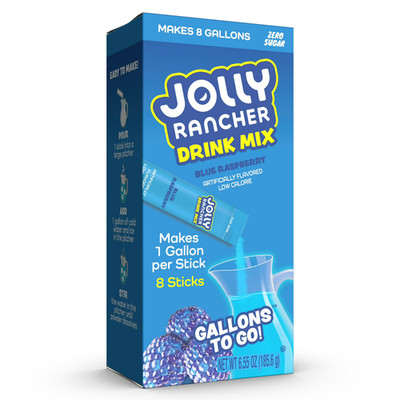 Jolly Rancher Sugar Free Blue Raspberry Powdered,8 Count Gallon Pitcher Packets