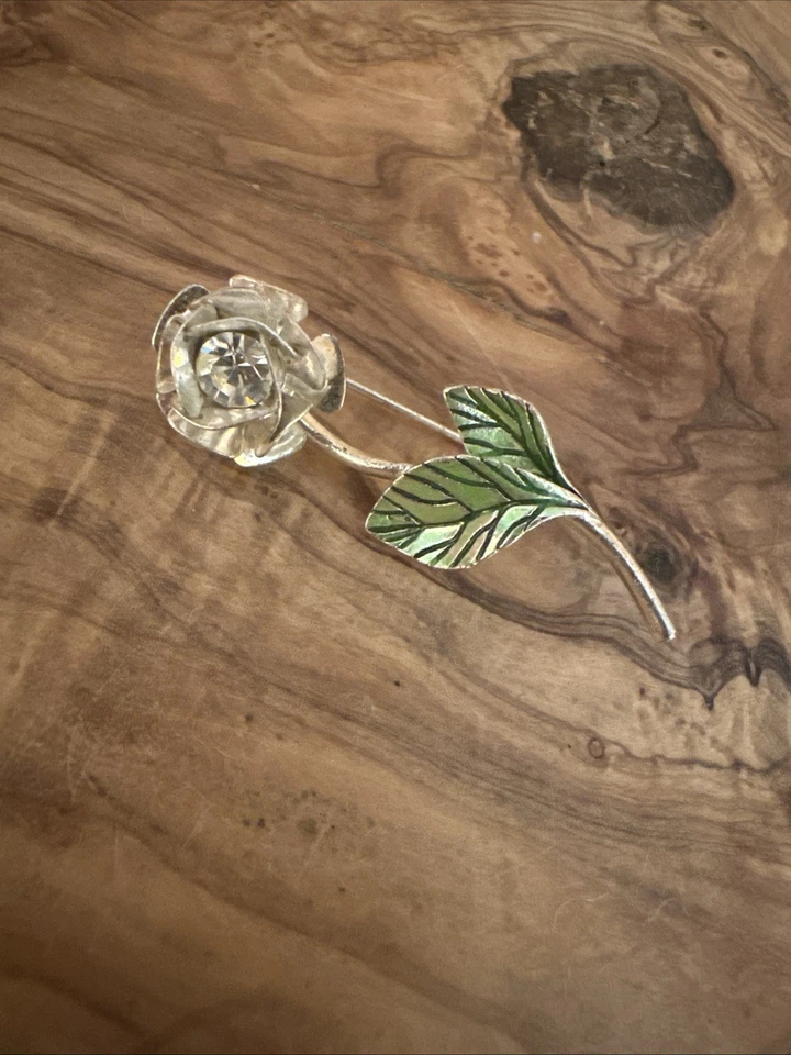 Broche prendedor vintage firmado Avon blanco flor rosa única  Foto 2 de 4