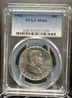 Stunning 1962 PCGS Graded MS64 Half Dollar Franklin 90% Silver w/ FREE SHIPPING!
