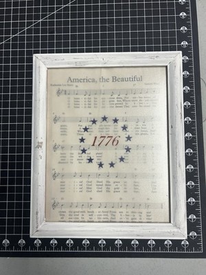 Framed Sheet Music Of  America The Beautiful  With 1776 Star Detail Wall Decor
