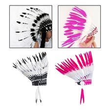 Indian Hat Feather Headdress Hair Band Headwear for Performance Party Party