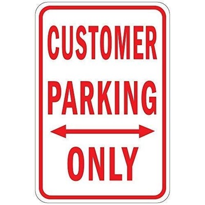 Aluminum Sign  Customer Parking Only W Double Arrow  Retro Style  12'' x 8''  T...